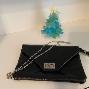 Black Clutch bag with a silver chain